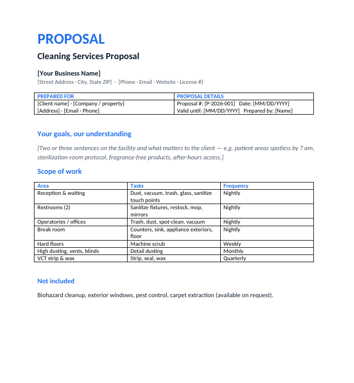 Proposal template preview